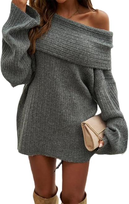 Off Shoulder Loose Fit Long Sleeve Sweater