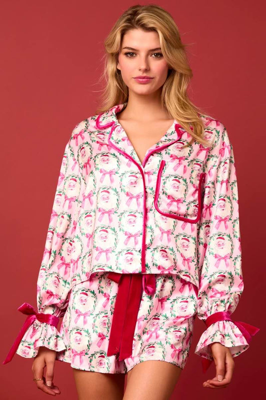 Holly Jolly Satin Santa & Bow Pjs