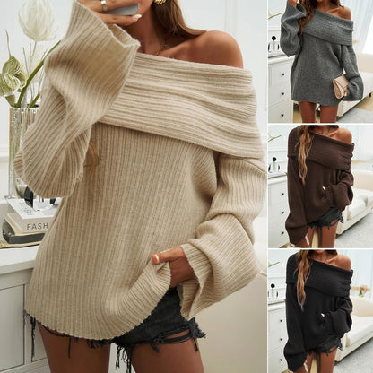 Off Shoulder Loose Fit Long Sleeve Sweater