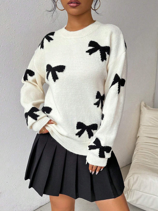 Autumn and Winter New Bow Long-Sleeved Sweater