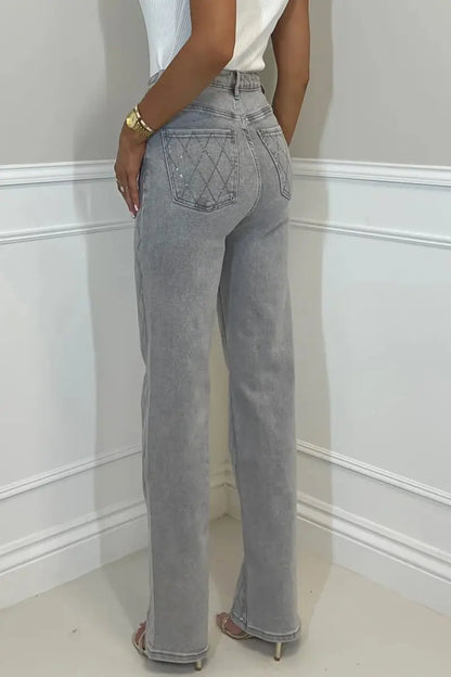 Women's Elegant And Fashionable Diamond Denim Trousers